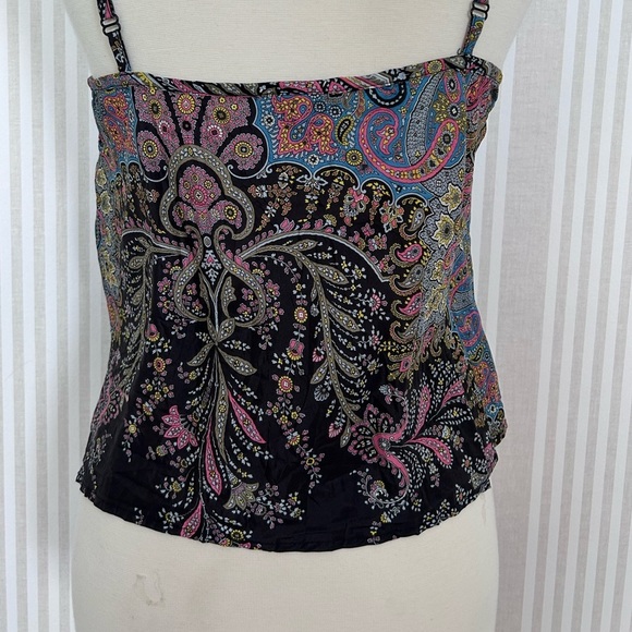 Vintage Y2K Bebe 100% Silk Paisley Tank Top Women’s Size L - Picture 4 of 8
